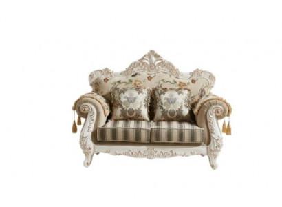 Sofa 2-Sëtz Beige Luxus Polster Stoff Wunnzëmmer Klassesch Couch