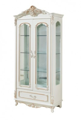 Vitrine Wäiss Luxus Wunnzëmmer Miwwelen Holz Glas Design Elegantes Klassesch