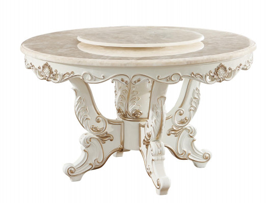 Iessen Dësch Wäiss Ronn Klassesch Iesszëmmer Luxus Holz Dëscher Eleganten Design.