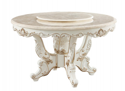 Iessen Dësch Wäiss Ronn Klassesch Iesszëmmer Luxus Holz Dëscher Eleganten Design.