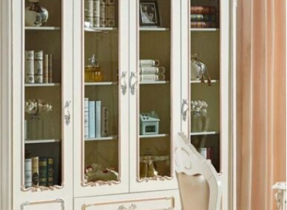 Bicherregal Stil Art déco Schaf Vitrinn Wäiss Miwwelen Schief Regal Holz