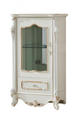Vitrine Wäiss Luxus Wunnzëmmer Miwwelen Holz Glas Design Schaf Klassesch