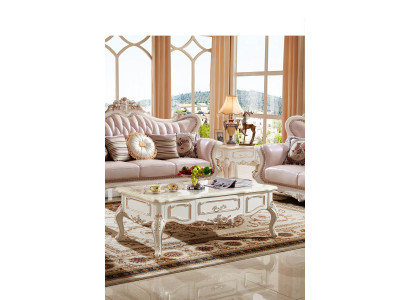Couchtisch Wäiss Dëscher Wunnzëmmer Elegant Klassesch Design Miwwelen