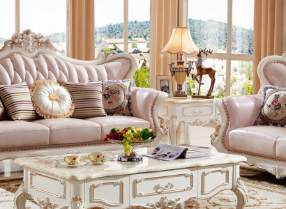 Couchtisch Wäiss Dëscher Wunnzëmmer Elegant Klassesch Design Miwwelen