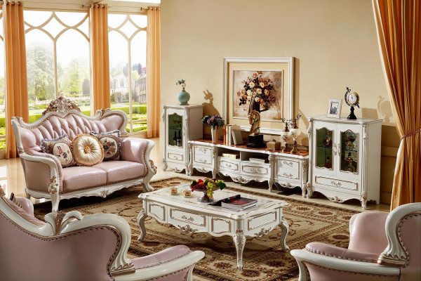 Couchtisch Wäiss Dëscher Wunnzëmmer Elegant Klassesch Design Miwwelen