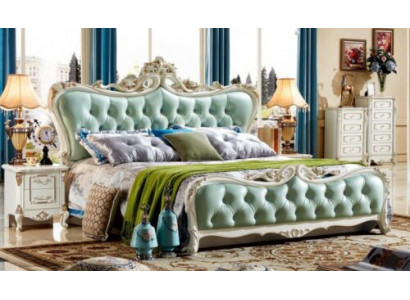 Gréngt Chesterfield Bett Schlofzëmmer Better mat 2 Nuetsdëscher 3tlg