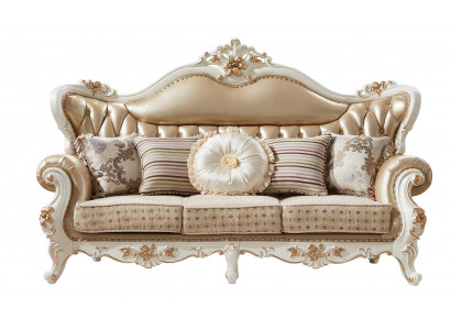 Sofa 3 Sëtzer Beige Luxus Lieder Wunnzëmmer Klassesch Elegantes Sofa