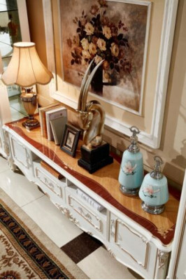 Sideboard Wäiss Luxus Elegante Wunnzëmmer Kommode Schief Lowboard Miwwelen Nei