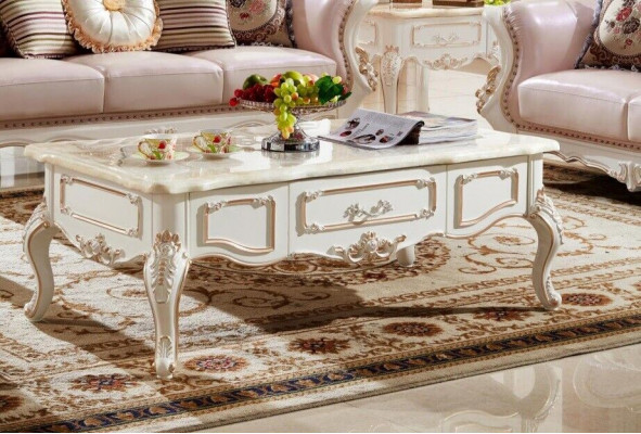 Kinnégleche Buedzëmmerdësch 130x73 Dësch Canapé Niewendësch Dëscher Wäiss Holz