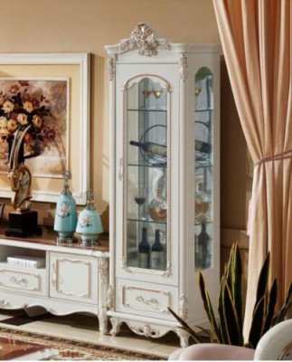 Vitrin Holz Single Vitrinen Glasschaf Schief Möbel Art déco Wäiss