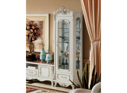 Vitrin Holz Single Vitrinen Glasschaf Schief Möbel Art déco Wäiss