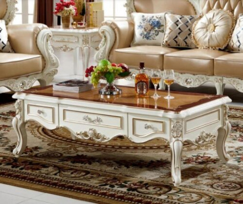 Luxus Wunnzëmmer Couchtischen Dësch Holz Marmor Imitatioun Canapéëssäitendësch