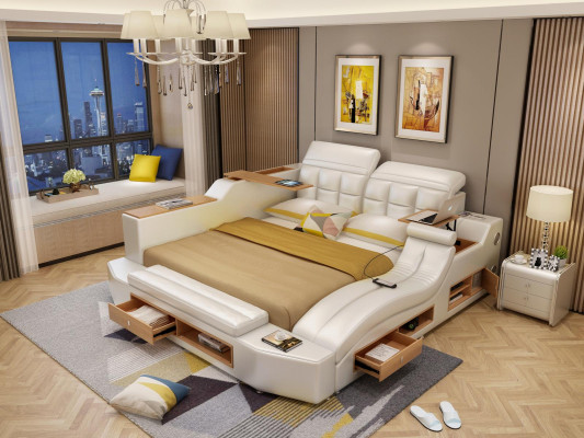 Design Ledderbetter Hotel Duebel Multifunktionbett Bluetooth Boxen Luxus