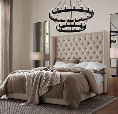 Chesterfield Schlofzëmmer Duebelbetter Design Lieder Luxus Bett Hotel
