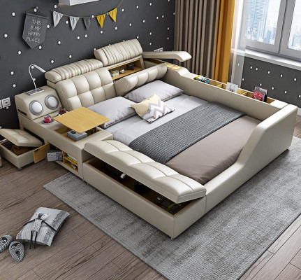 Duebeltbett Polsterbett Schlofzimmer 180x200cm Multifunktioun Bett Better