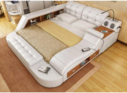 Duebel Luxus Lieder Bett + USB Polster Better Modern Hotel Multifunktioun