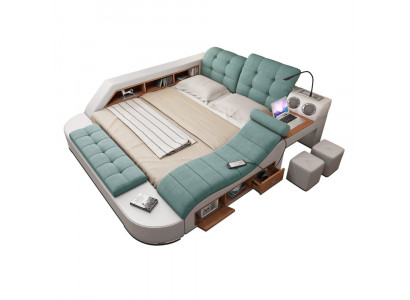Duebelt-Bett aus Lieder mat Polster, multifunktionell mat Massagefunktioun, Nei