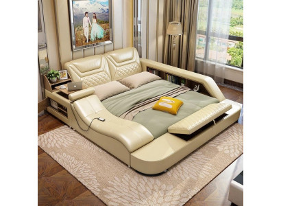 Bett Multifunktioun Regal Schaf USB Duebel Better Luede-Station 180x200