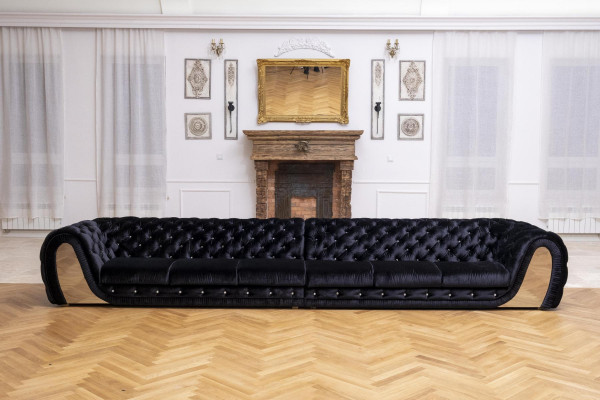 Sofa 6 Sëtzer Textil Grouss XXL Wunnezëmmer Stoff Neit Sofa Couch Polsterung Miwwelen
