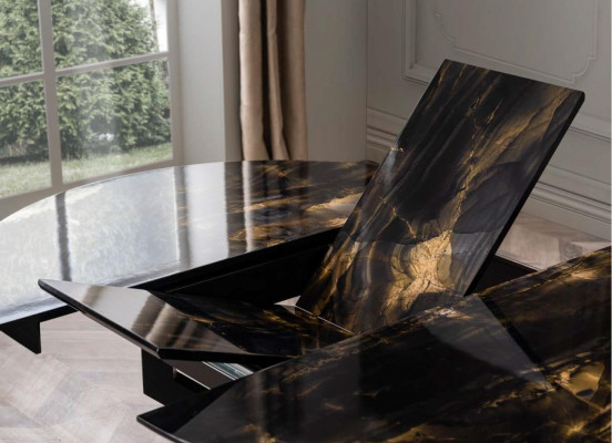 Sailen Ronndësch Iessdësch Dësch mat 4x Stull Iessdëscher Miwwelen Holz 5 Stéck.