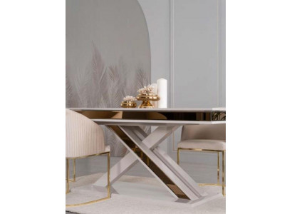 X Beeën Iessdësch Säilendësch Luxus Dëscher Wäiss Gold Dësch Miwwelen Holz