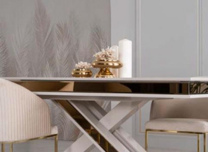 X Beeën Iessdësch Säilendësch Luxus Dëscher Wäiss Gold Dësch Miwwelen Holz