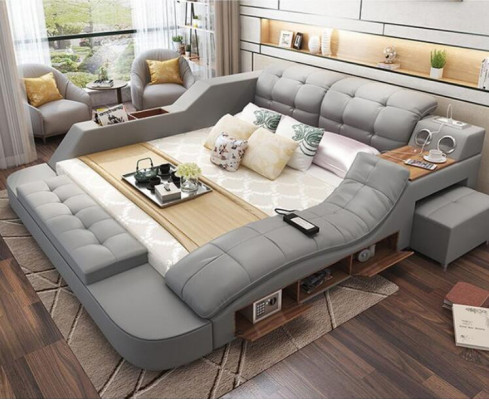 Design-Bett XXL Grouss Better Lieder Polster Hotel 180x200cm Multifunktion Regal Nei