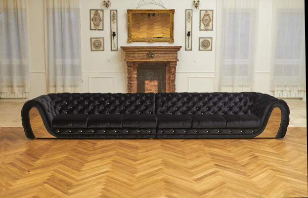 Sofa 6 Sëtzer Textil Grouss XXL Wunnezëmmer Stoff Neit Sofa Couch Polsterung Miwwelen