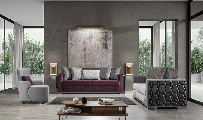 Modern Luxus Canapé-Set Stoff Sofa Set Sofas Sëtz 3+1 Plazen Design