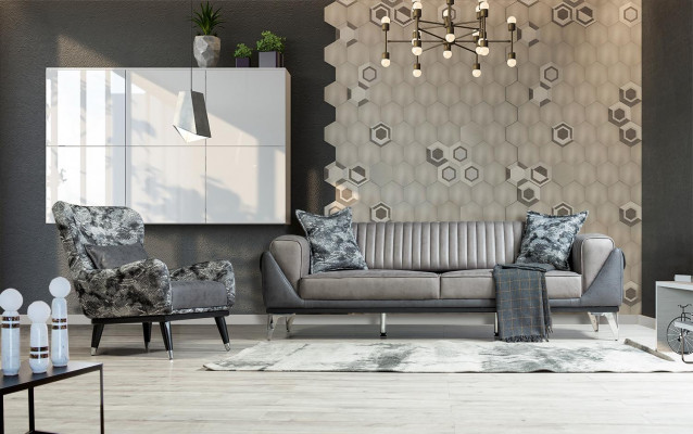 Sofa-Garnitur 3+1 Sëtzer Wunnzëmmer Garnitur Sofa Sëtzbeen Sofa Neit Gro