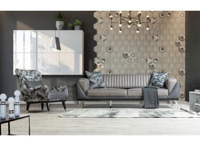 Sofa-Garnitur 3+1 Sëtzer Wunnzëmmer Garnitur Sofa Sëtzbeen Sofa Neit Gro