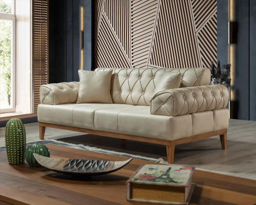 Soffagarnitur Garnitur Sofen Sofa Fauteuil Drësëtzeger 3+1 Sëtz beige