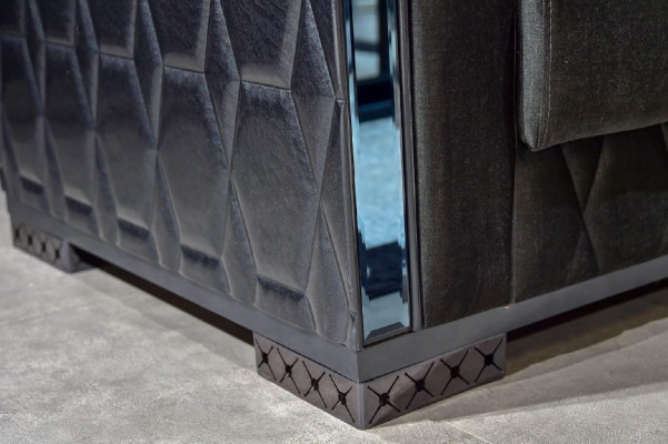 Sofa 3 Plazen Luxus Miwwelen Wunnzëmmer Dräisëtzer Grau Metall mat Textil