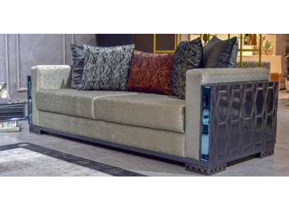 Dräisëtzer Luxus Sofa 3 Sëtz Sofas Sëtz Design brong Metall mat Textil