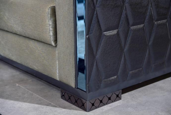 Dräisëtzer Luxus Sofa 3 Sëtz Sofas Sëtz Design brong Metall mat Textil