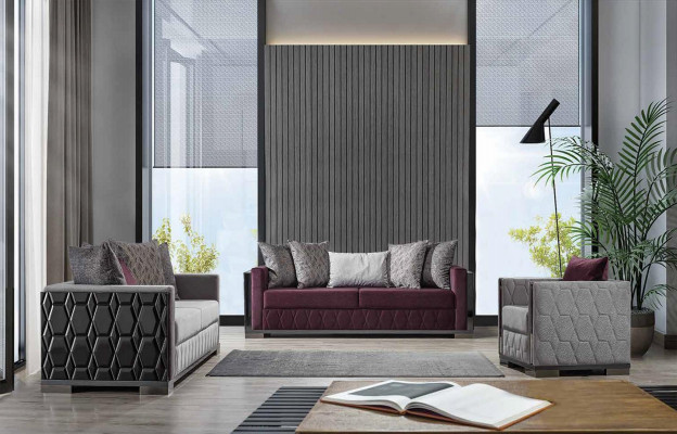 Modern Couch Canapé Design Canapé Dräisëtzer Sëtz Burgunder Canapé 3 Sëtzer