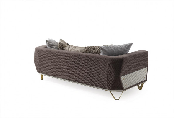 Garnitur Sofagarnitur 3+3+1 Sëtzer Sofa Fauteuil Sofas Modern Braun nei