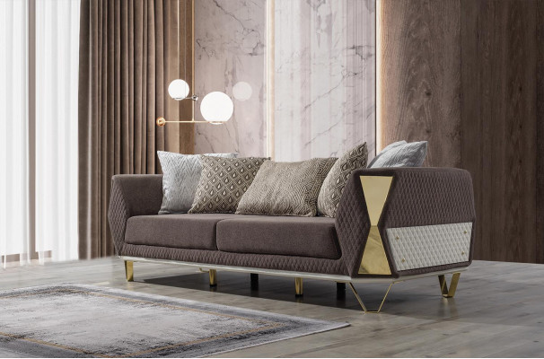 Dräisëtzer Sofa 3 Sëtz Sofas Wunnzëmmer Canapé Stoff Canapéë Miwwelen gro