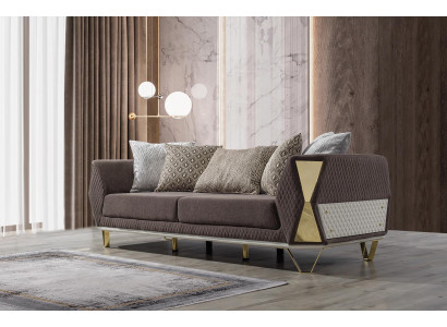 Dräisëtzer Sofa 3 Sëtz Sofas Wunnzëmmer Canapé Stoff Canapéë Miwwelen gro