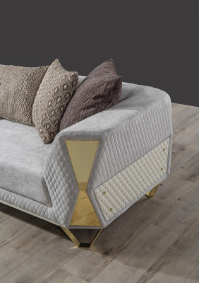 Ongewéinlech Canapé Wunnzëmmer Dräisëtzer Couch Polstermöbel Stoff 3er