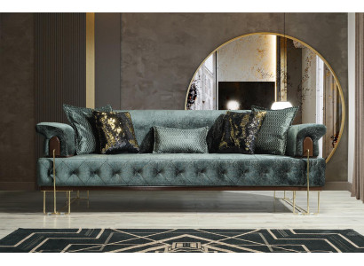Canapé 3 Sëtz Canapéë Sëtz Design Canapé Dräisëtzer Luxus Metall mat Textil