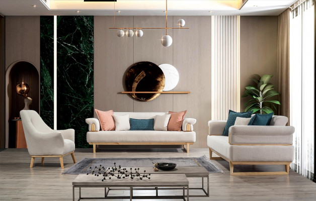 Luxus dräisëtzegt wäisst Sofa 3-Sëtz Sofaen Design Modern Design Miwwelen