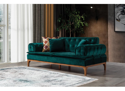 Luxus Sofa 3 Sëtzer Sofas Sëtz Stoff Design Miwwelen Stil Textil Nei gréng