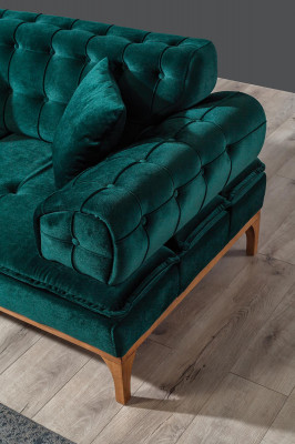 Luxus Sofa 3 Sëtzer Sofas Sëtz Stoff Design Miwwelen Stil Textil Nei gréng
