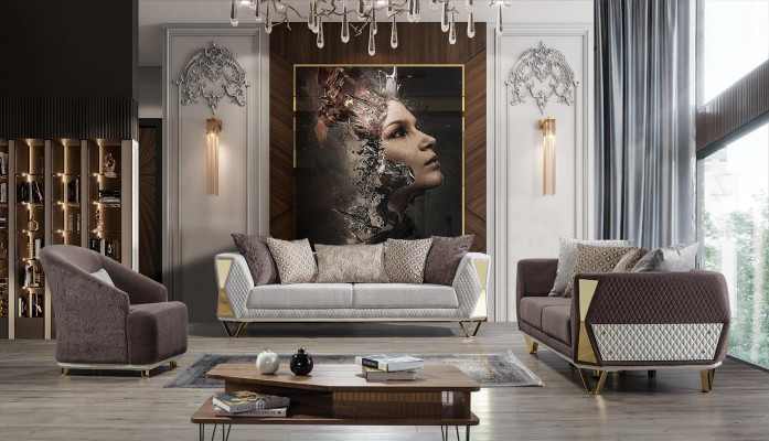 Sesselen Ëenzege Sëtz Sofa Canapé Wunnzëmmer Miwwelen Metall mat Textil