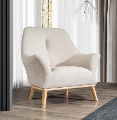 Relax Club Fauteuil 1 Sëtz wäiss Wunnzëmmer Luxus Design Miwwelen Textil
