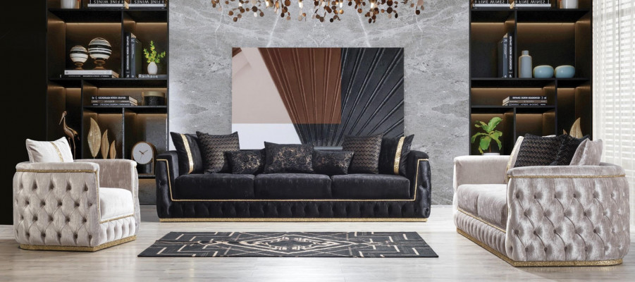 Sëtz Modern Design Wunnzëmmer Polster Metall mat Textil