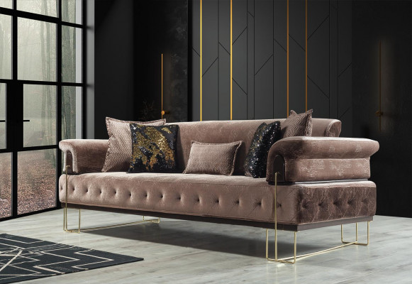 Canapéenensemble Sofa Garnitur Canapéën Fauteuil 3+3+1 Sëtz Stoff Modern