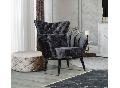 Miwwelen Design Sessel Modern Design Sessel Textil Wunnzëmmer schwaarz