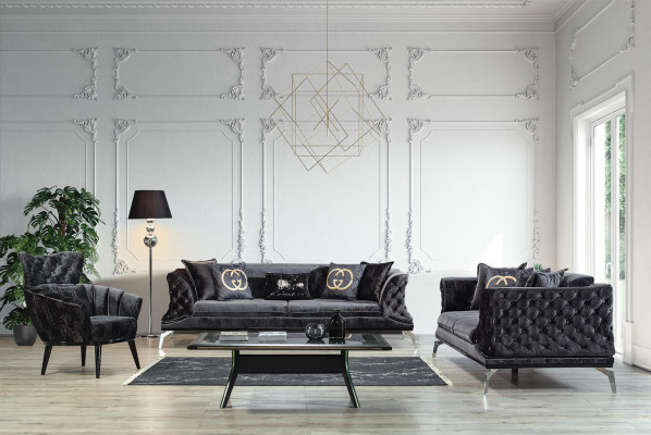 Miwwelen Design Sessel Modern Design Sessel Textil Wunnzëmmer schwaarz